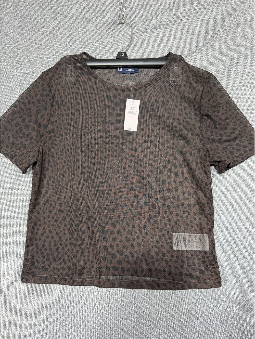 GAP Small Leopard Print SS Mesh Crew T-Shirt